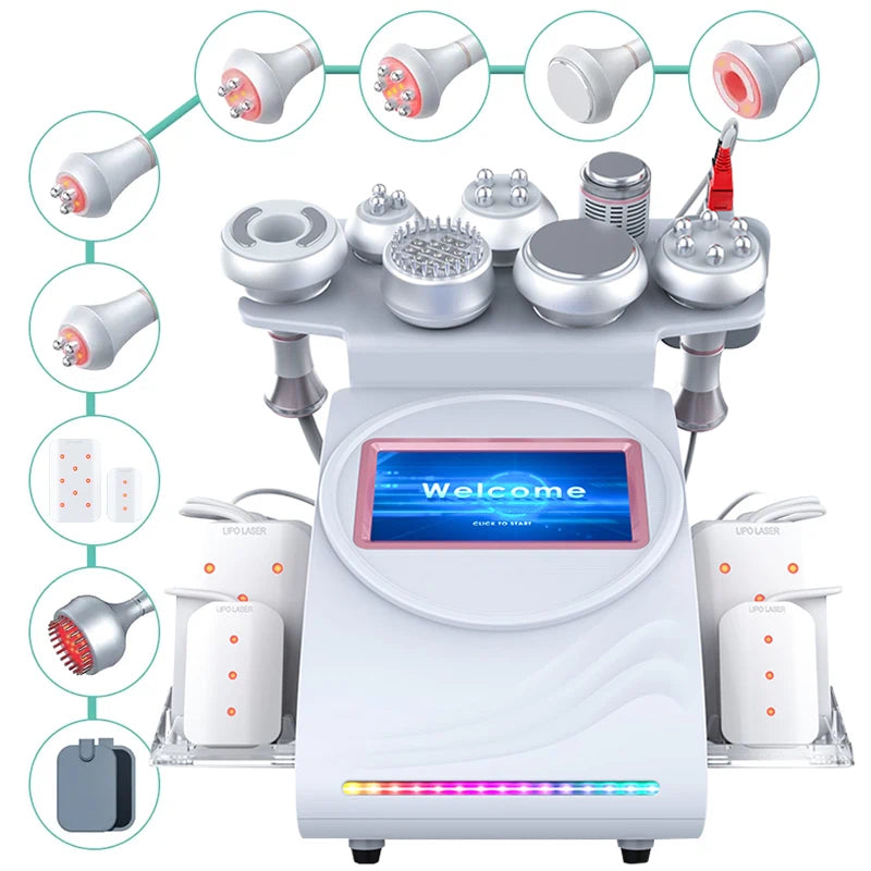FR-90D 9-in-1 80K Slimming Machine with Vacuum, Multi-Pole RF, Cold Therapy, EMS, BIO&LED & Laser