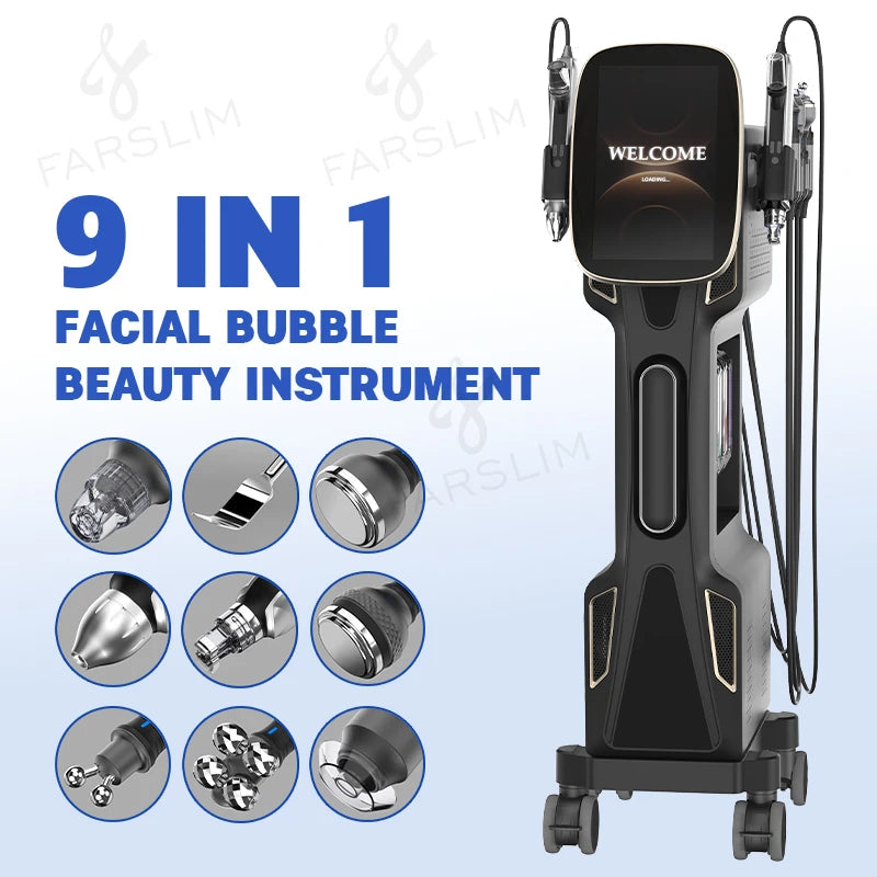 9 In 1 Hydrogen Oxygen Bubble HydroFacial Machine Water Dermabrasion DeepCleansing Skin Rejuvenation Salon