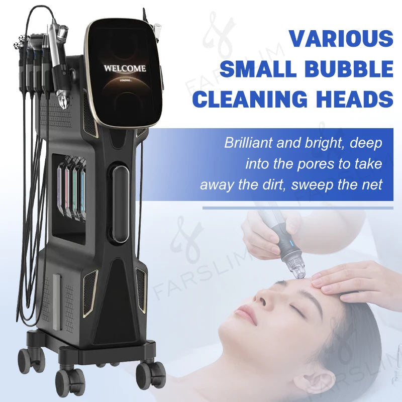 9 In 1 Hydrogen Oxygen Bubble HydroFacial Machine Water Dermabrasion DeepCleansing Skin Rejuvenation Salon