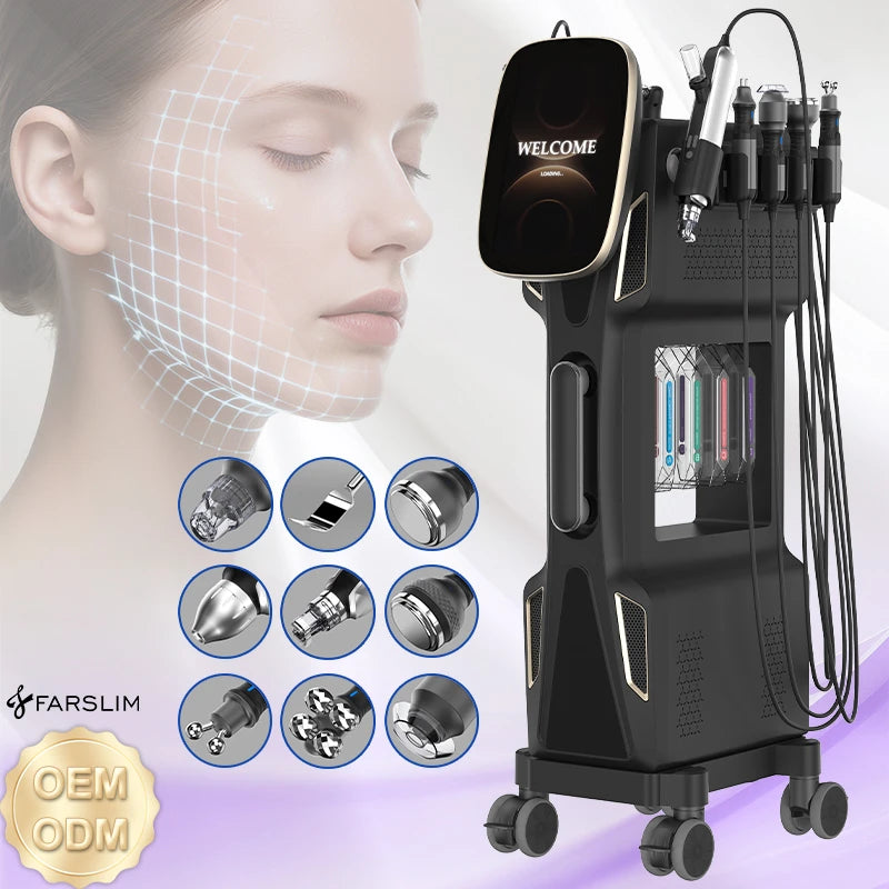 9 In 1 Hydrogen Oxygen Bubble HydroFacial Machine Water Dermabrasion DeepCleansing Skin Rejuvenation Salon