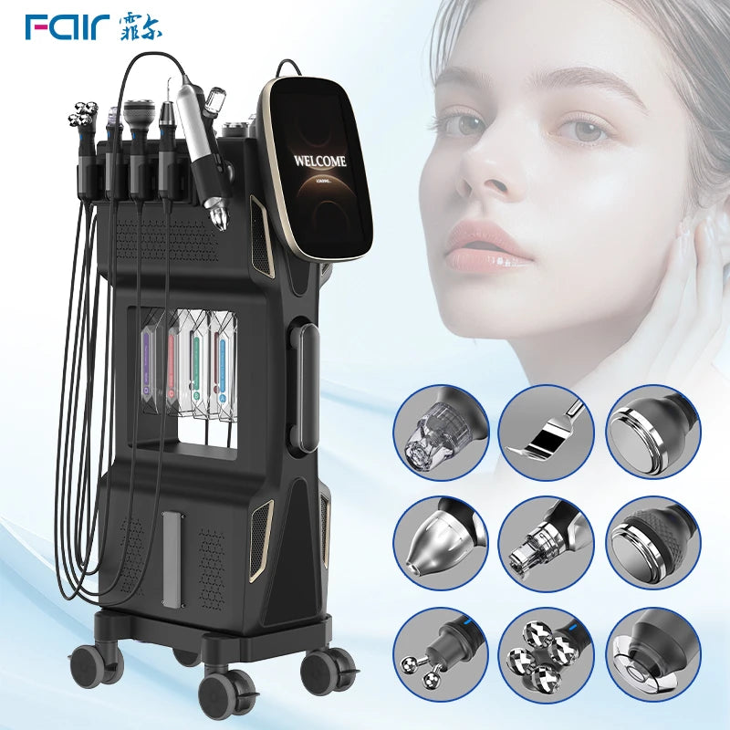 9 In 1 Hydrogen Oxygen Bubble HydroFacial Machine Water Dermabrasion DeepCleansing Skin Rejuvenation Salon